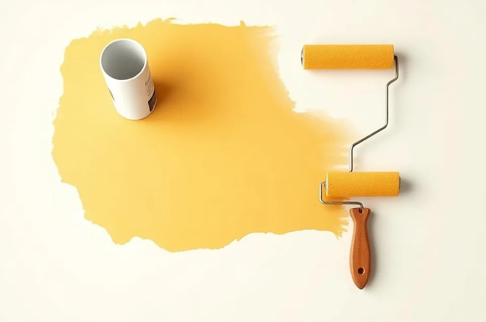 Outils de peinture disposés dans l'ordre des étapes du chantier